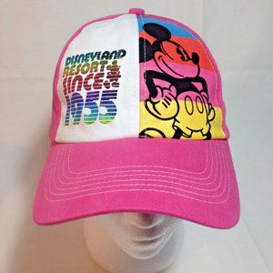 Disneyland Resort Women's Baseball Cap Pink Mickey Mouse Adjustable Rainbow